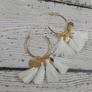 Swanky Coconut Jewelry - Trendy Hoop Tassel Earrings Swanky Coconut Jewelry - Trendy Hoop Tassel Earrings